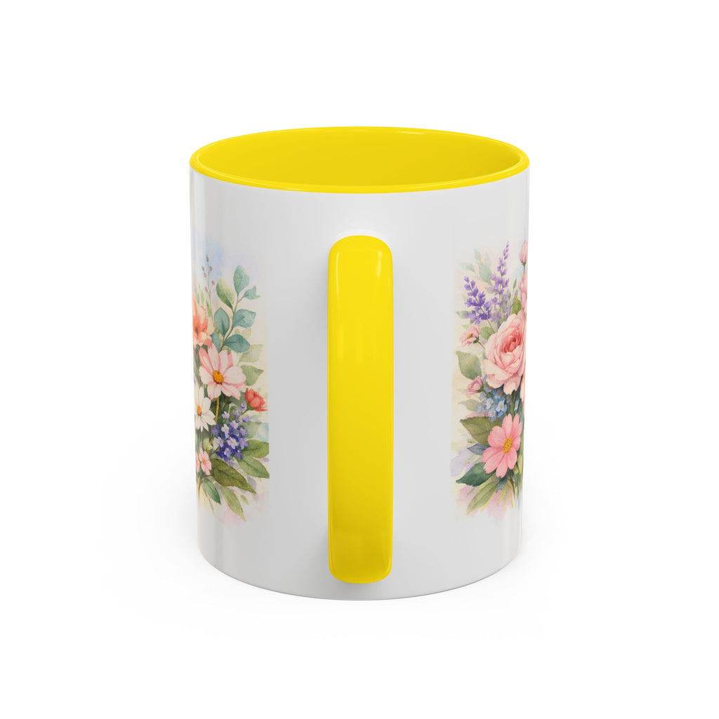 Floral Hummingbird Coffee Mug — Watercolor Butterflies & Garden Blossoms (11/15oz)