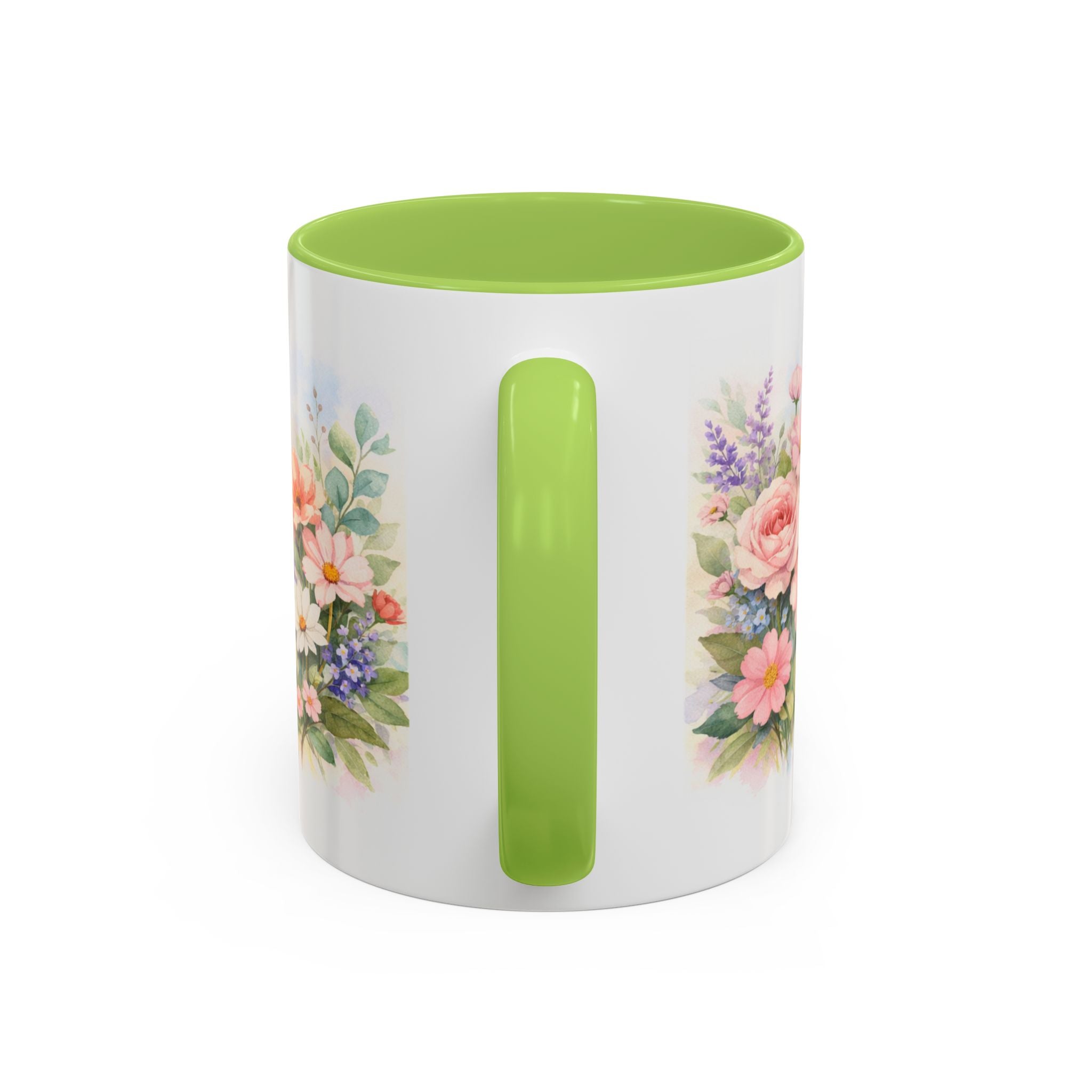 Floral Hummingbird Coffee Mug — Watercolor Butterflies & Garden Blossoms (11/15oz)