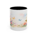Floral Hummingbird Coffee Mug — Watercolor Butterflies & Garden Blossoms (11/15oz)
